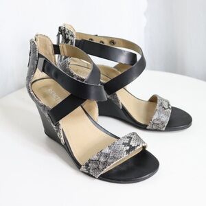 REACTION by Kenneth Cole Snake Print Strappy Wedges